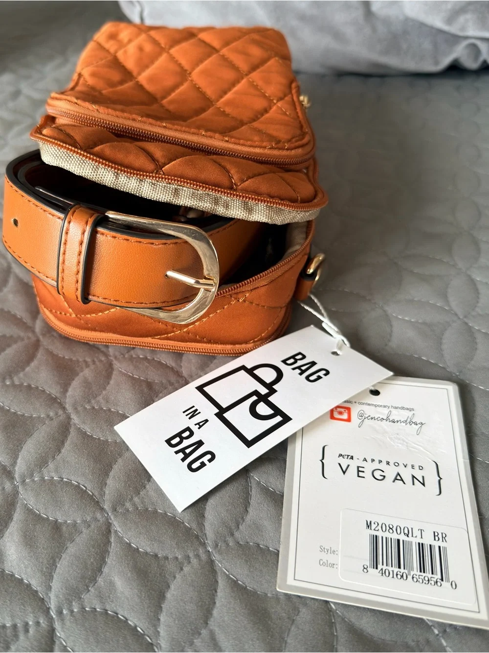 Jen & Co Quilted Crossbody Bag in Rust
